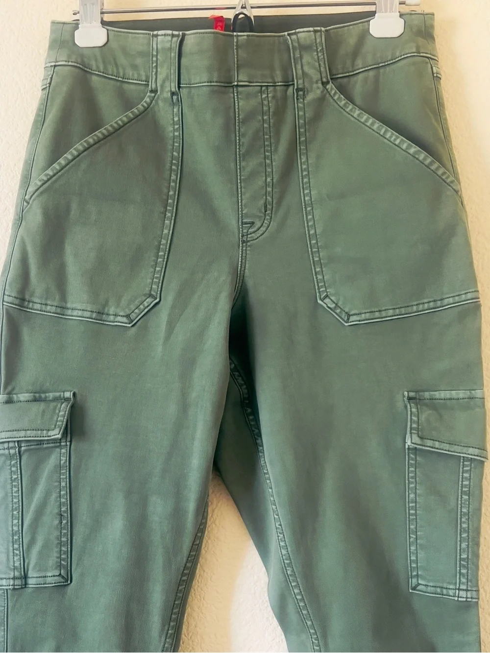 SPANX High-Rise Olive Green Utility Cargo Jeans Size L/G